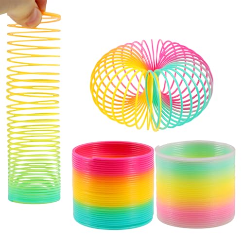 Limeow 4 Stück Regenbogenspirale，Treppenläufer Spirale，Treppenhüpfer Party Regenbogenspirale Party Mitgebsel Regenbogen Spielzeug Für Kinder Spielzeug Lernspielzeug Puzzle Lernspielzeug 5,2*5,2*5cm von LIMEOW