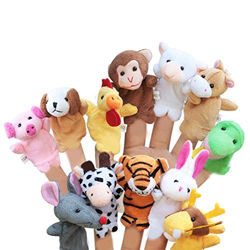 Finger-Puppen Set Fur Kinder Familie Fingerpuppen Set Finger Plüschtier Fingerpuppen Spielzeug Baby Fingerpuppen Set Kleine Tier Fingerpuppe für Geburtstag Kinder Taufe Babyparty（12 insgesamt） von LIMEOW