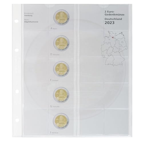 LINDNER Das Original karat Vordruckblatt 2 Euro-Gedenkmünzen 'Hamburg 2023' aus der Serie Deutsche Bundesländer 2023-2038 von LINDNER Das Original