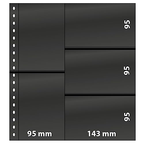 LINDNER Das Original Omnia Postkartenblatt mit 5 Taschen pro Seite, für 10 alte Postkarten oder Belege 95 x 143 mm, schwarz, 10er-Packung von LINDNER Das Original