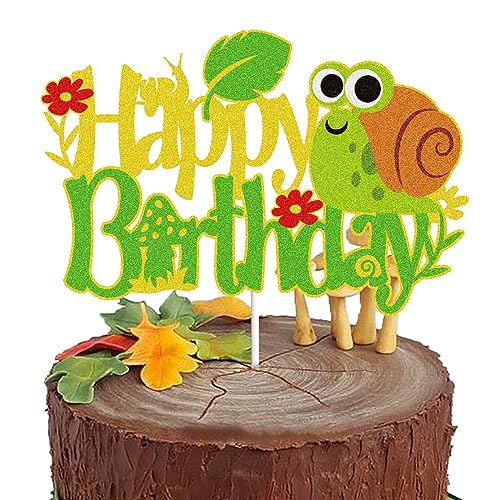 Snail Happy Birthday Cake Topper Grün Gold Glitzer Garten Bugs Schnecke Kuchen Dekorationen für Wald Insekt Sommer Frühling Thema Geburtstag Party Supplies Snail Happy Birthday Cake Topper Grün Gold Glitzer Garten Bugs Schnecke Kuchen Dekorationen für Wald Insekt Sommer Frühling Thema Geburtstag Party Supplies von LINGBOOM