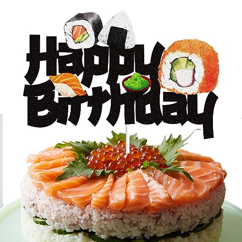 Sushi Geburtstag Kuchen Topper Twenty Five Years Old Black Green Glitter Marihuana Dope 420 Birthday Cake Decoration Pot Leaf Weed Leaves Happy 25th Birthday Party Supplies for Man Women von LINGBOOM