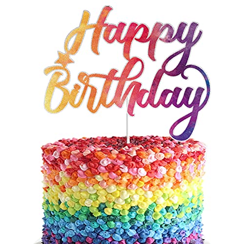 Tie Dye Happy Birthday Cake Topper für Tie Dye Party Karneval Party Dekoration Supplies für Jungen Mädchen von LINGBOOM