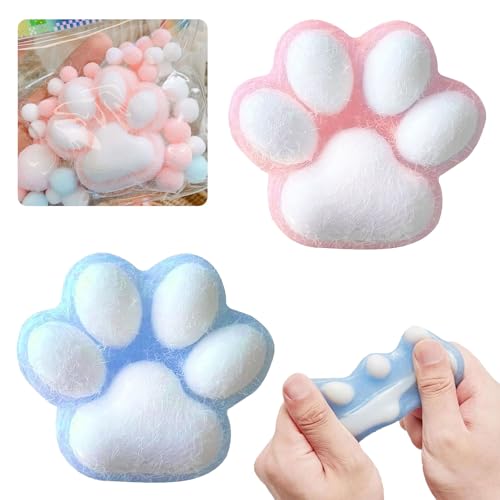 LINGJIA 2 Stück Katzenpfoten Squishy, Squishy Pfote, Quetschspielzeug, Weiches Stressspielzeug, Katzenkrallen, Stressabbau Spielzeug, für Konzentration, Stressabbau, für Erwachsene und Kinder von LINGJIA