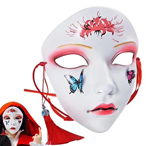 LINGJIONG Antike Handmalerei Gesichtsabdeckung für Halloween Maskerade Ball Party, Cosplay Vollgesicht Schönheit Masken, Hanfu Zubehör von LINGJIONG