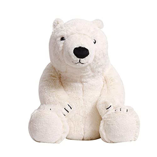 LINGJIONG Eisbär Plüschtier, Weiche Cartoon-Tier-Stoffpuppe, Urlaubs-Stoff-Dekor, Süßes Bären-Spielzeug Für Wohnzimmer, Büros, Betten, Sofas, Weihnachten, 35 cm von LINGJIONG