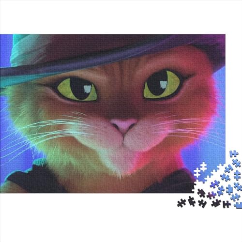 1000-teiliges Puzzle Der gestiefelte Kater, Puzzle für Erwachsene und Kinder, Holzpuzzle, Spielzeug, Denkspiel (75x50cm) von LINGOLSN