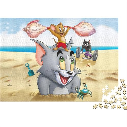 300 Teile Puzzle Tom und Jerry Puzzles für Kinder Holzpuzzles Heimdekoration Puzzlespielzeug (40x28cm) von LINGOLSN