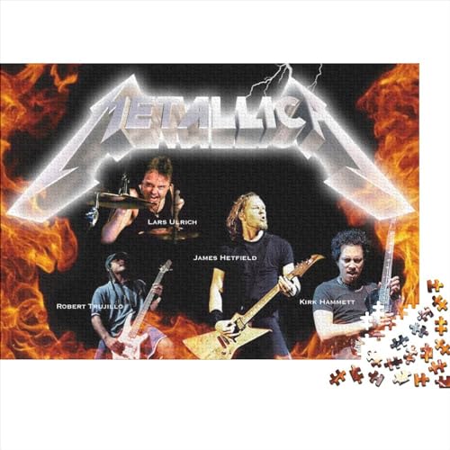 500 Teile Puzzle Metallica Bands Puzzle für Erwachsene Holzpuzzles Spaß bei Aktivitäten zu Hause, Geburtstagsgeschenk, Reisegeschenke, (52x38cm) von LINGOLSN