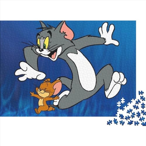 Lustige Puzzles für Erwachsene, 500 Teile, Tom und Jerry-Puzzles für Erwachsene, Holzpuzzles, Spielzeug, Intellektuelles Spiel (52x38cm) von LINGOLSN