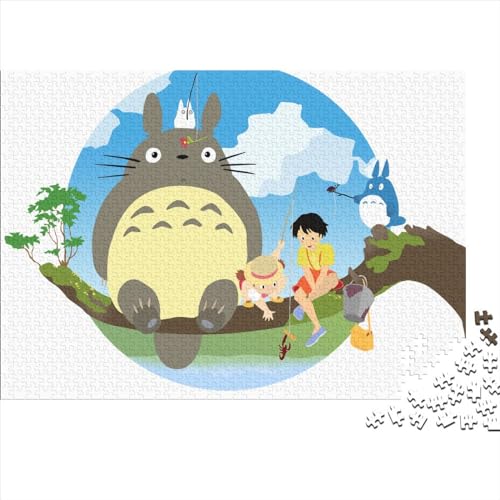 Puzzle Mein Nachbar Totoro, 500 Teile, Holzpuzzle, Spielzeug, Familienspiel, Schwierigkeitsgrad, Herausforderungsrätsel (52x38cm) von LINGOLSN