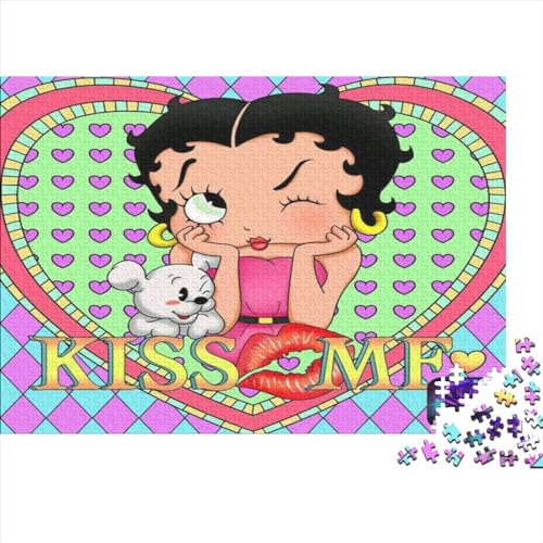 Puzzle für Erwachsene, 1000 Teile, Betty Boop, DIY-Kreativpuzzle, Holzpuzzle für Kinder ab 12 Jahren und Erwachsene (40x28cm) von LINGOLSN