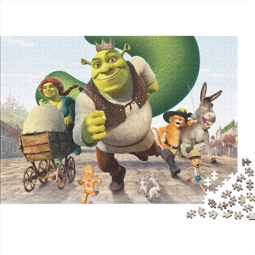 Puzzle für Erwachsene, 500 Teile, Shrek-Puzzle, Holzpuzzle für Erwachsene, Kinder, Spiele, Lernspielzeug (52x38cm) von LINGOLSN
