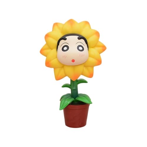 LINGTAOM Anime-Peripheriefiguren-Modell, Nohara Shinnosuke COS, Sonnenblumenszene, 12 cm, PVC, Tischdekoration, Geburtstagsgeschenk von LINGTAOM