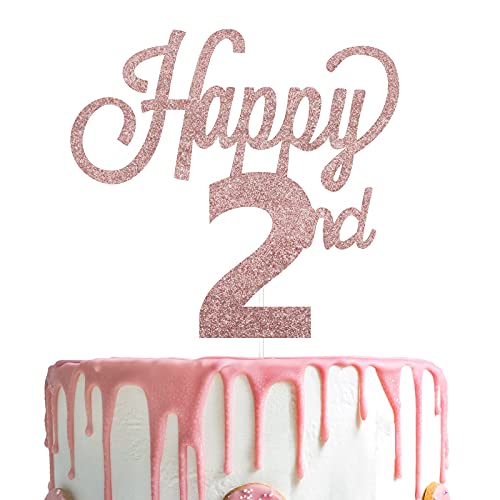 LINGTEER Tortenaufsatz "Happy 2nd Birthday" – Cheers to 2nd Birthday Two Years Old Birthday Party Kuchen Dekorationen Schild von LINGTEER