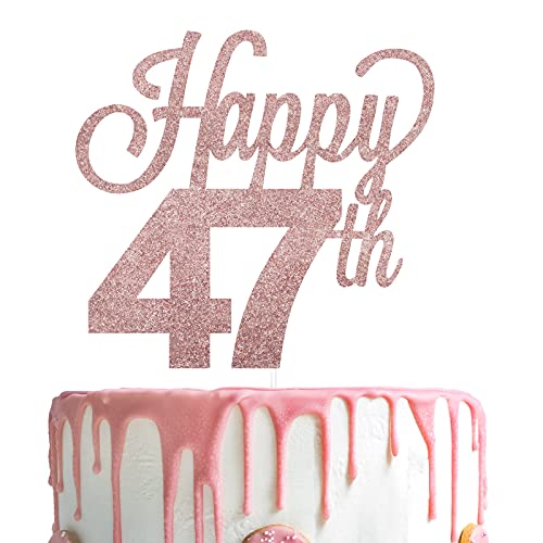 LINGTEER Tortenaufsatz "Happy 47th Birthday" – Cheers to 47th Birthday 47 Years Old Birthday Party Cake Decorations Sign von LINGTEER