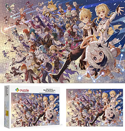 LINLINLI Puzzle 1000 Teile für Erwachsene, Puzzle Genshin Impact,Klein Mini Puzzle Teenager Jungen Mädchen Puzzle Schwieriges,Herausforderndes Puzzle für Partyspiele, Kinder, Familie, Freunde 38X26cm von LINLINLI