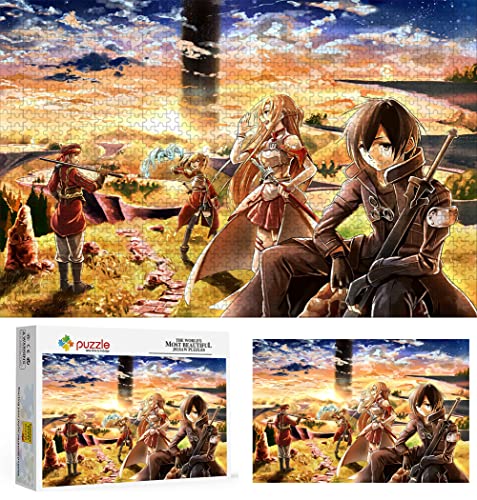 Puzzle 1000 Teile für Erwachsene, Puzzle Anime Sword Art Online, Klein Mini Puzzle Teenager Jungen Mädchen Puzzle for Teen Lernspiel Holiday Challenging Puzzle 38X26cm von LINLINLI