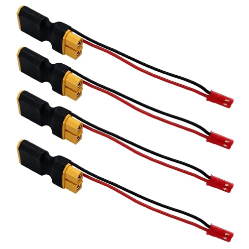 LINSYRC 4 Stücke XT60 Männlich Stecker auf Buchse Adapter mit JST Männlich Stecker 20awg 10cm Kabel für RC Lithium Akku Drohne Quadcopter von LINSYRC