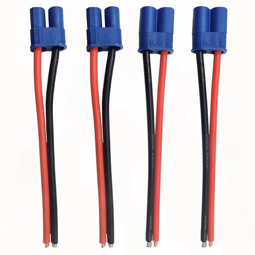 LINSYRC 2 Paare EC8 Männlich Stecker und Buchse Adapterstecker mit 15CM 10AWG Silikonkabel für RC Lipo Akku von LINSYRC