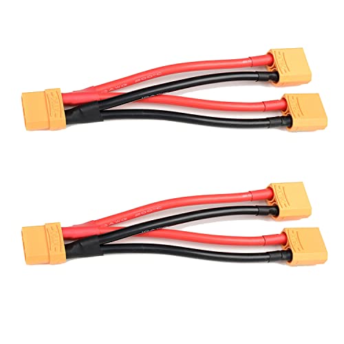 LINSYRC 2-Pack XT90-Stecker Parallel Batterieanschlusskabel 1-Buchse auf 2-Männlich Parallel Adapter Y-Splitter für Quadcopters Multirotors RC LiPo-Batterie von LINSYRC