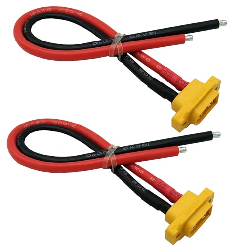 LINSYRC 2 Stücke XT60E-M Männlich Stecker XT60 Montierbar Pigtail Kabel mit 20CM 12AWG Kabel für RC Lipo Akku FPV Racing Quadcopter Drohne von LINSYRC