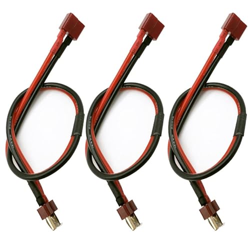 LinsyRC 3 Stück Deans T Stecker Männlich auf Buchse Steckverbinder Adapter Verlängerungskabel 30CM 14AWG Draht für RC Batterie Spielzeug DIY Ersatzteil von LINSYRC