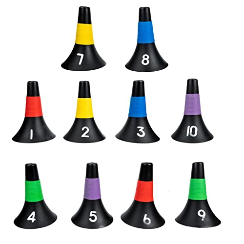 LIOOBO 10Pcs Agility Training Cone Marker- Zapfen Basketball- Trainingskegel für Fußball- Fußball- Basketball- Drills Und Training von LIOOBO