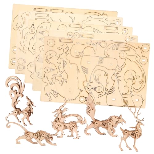 LIOOBO 5 Stück Teiliges DIY Holzpuzzle mit Tiermodellen für Kreatives Lernspielzeug Geduld und Feinmotorik als und Dekoration LIOOBO 5 Stück Teiliges DIY Holzpuzzle mit Tiermodellen für Kreatives Lernspielzeug Geduld und Feinmotorik als und Dekoration von LIOOBO