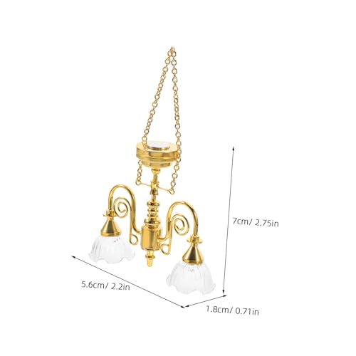 LIOOBO Goldfarbener Miniatur Kronleuchter Puppenhaus Beleuchtung Doppelköpfige Blumenlampe Vintage Stil Für Puppenstuben Mini Modell Displays Kreative Dekoration LIOOBO Goldfarbener Miniatur Kronleuchter Puppenhaus Beleuchtung Doppelköpfige Blumenlampe Vintage Stil Für Puppenstuben Mini Modell Displays Kreative Dekoration von LIOOBO