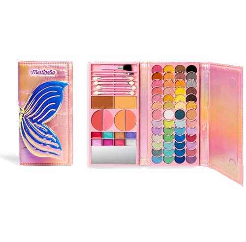 Martinelia Liragramm Let's Be Mermaids Meerjungfrauen-Geldbörse, 12 x 24,5 x 3 cm, enthält 52 Lidschatten, 8 Lipgloss, 6 Rouge und Bronzer, Applikatoren und Bürsten, Mehrfarbig (1) von Martinelia