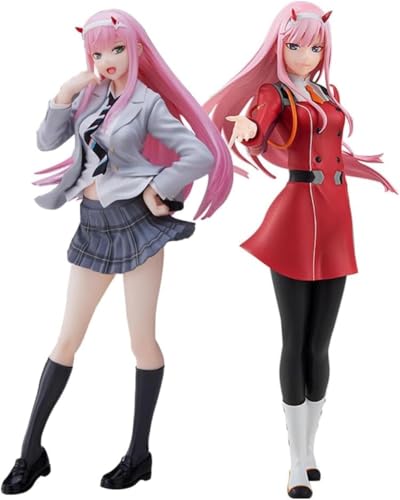 LIRUOXI für Anime Darling In The FRANXX Zero Two Action Figur Ornamente, 19cm 02 Charakter Sammelfigur Desktop Modell Statue Geschenke (2Stück-a) von LIRUOXI