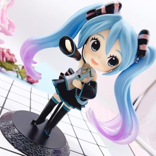 LIRUOXI für Hatsune Miku Figur Handmade PVC Anime Cartoon Charakter Modell Statue Figur, Desktop Ornamente Dekorationen Geschenke für Fans (Q-Version blau) von LIRUOXI