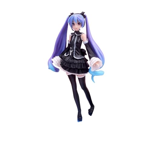 LIRUOXI für Hatsune Miku Figur Handmade PVC Anime Cartoon Charakter Modell Statue Figur, Desktop Ornamente Dekorationen Geschenke für Fans (Schwarzes Kleid) von LIRUOXI