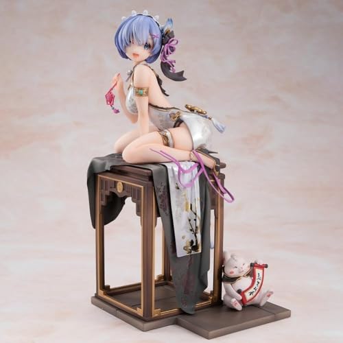 LIRUOXI für das Leben in Einer Anderen Welt als Null Figur Handmade PVC Anime Cartoon Charakter Modell Statue Figur, Desktop Ornamente Dekorationen Geschenke für Fans (Rem Cheongsam) von LIRUOXI