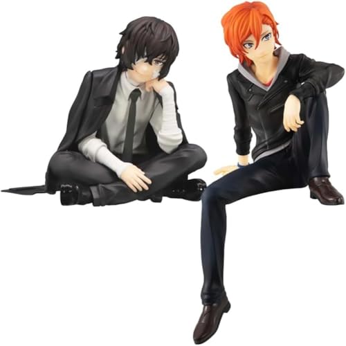 LIRUOXI für streunende Hunde Figur Dazai Osamu Nakahara Chuuya Anime Nudel Stopper Figur Sammlerstück Sitzendes Modell PVC Cartoon Statue Home Decor Desktop Ornament (2 stücke) von LIRUOXI