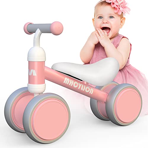 Kinder Laufrad ab 1 Jahr,Baby Balance Lauflernrad Spielzeug mit 4 Räder für 10-24 Monate Baby, Erst Rutschrad Fahrrad für Jungen Mädchen als Geschenke Rosa von LIUFASHI