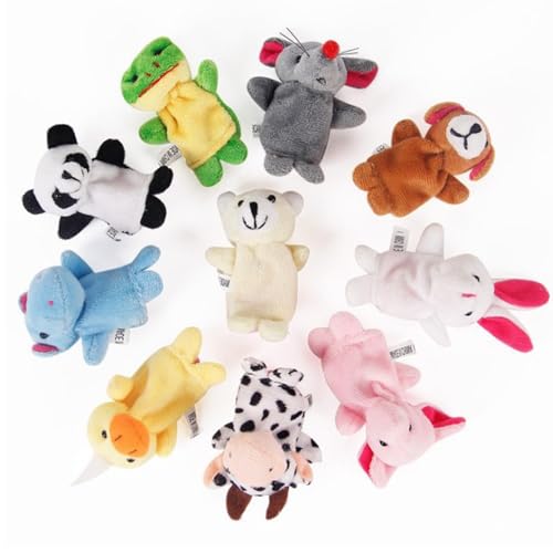 10 Stück Mini Tier Fingerpuppen, Fingerpuppen für Kinder, Mini Plüsch Fingerpuppen Baby, Cartoon Kleine Fingerpuppen Tiere Jungen und Mädchen Geschenke für Weihnachten Oster und Kinderparty von LIURFLNC