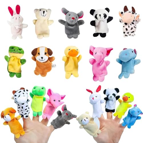 10 Stück Mini Tier Fingerpuppen, Fingerpuppen für Kinder, Mini Plüsch Fingerpuppen Baby, Cartoon Kleine Fingerpuppen Tiere Jungen und Mädchen Geschenke für Weihnachten Oster und Kinderparty von LIURFLNC