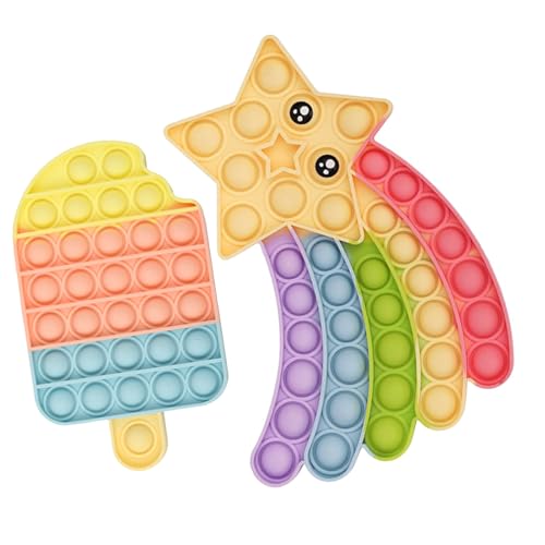 2 Pcs Pop It Spielzeug, Plopper Spielzeug, Push and Pop Bubble, Spielzeug Anti-Stress-Spielzeug Rainbow Star Ice Cream Zappelspielzeug-Set für Kinder und Erwachsene von LIURFLNC