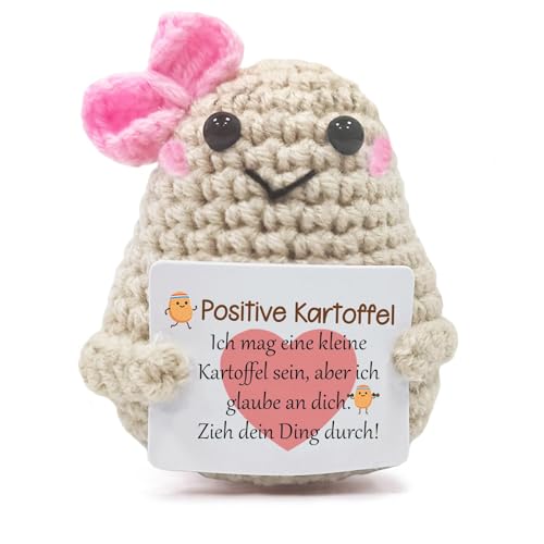 LIURFLNC Positive Kartoffel Deutsch, Positive Potato Pocket Hug Gifts, Positive Kartoffel, for Girlfriend Women Hospital Gift Knitted Wool Potato Doll with Positive Energy Card von LIURFLNC