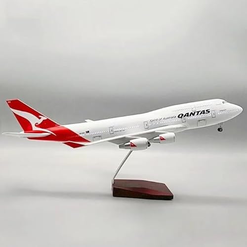 LIUSANG Maßstab 47 cm, 1:150 für Qantas Airways 747 Boeing-Modell, LED-Licht, Druckgussmaschine, fertiges Modell, geeignet für Display (mit Licht) von LIUSANG