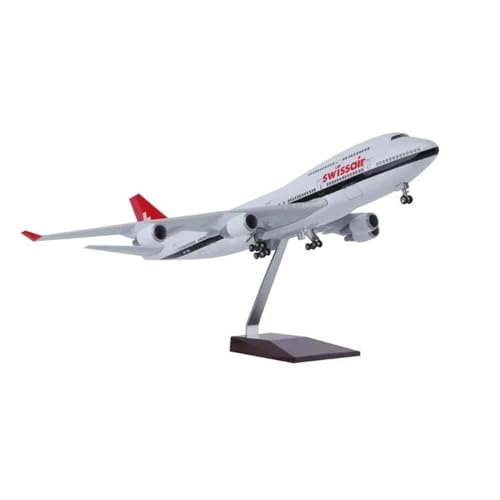 LIUSANG Modellflugzeuge 47CM 1/130 for Boeing 747 Switzerland Airlines Diecast Flugzeug Modell Mit Fahrwerk Dekoration Büro Für Ausstellungszwecke geeignet(No Light) von LIUSANG