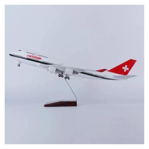 LIUSANG Modellflugzeuge 47CM 1/130 for Boeing 747 Switzerland Airlines Diecast Flugzeug Modell Mit Fahrwerk Dekoration Büro Für Ausstellungszwecke geeignet(with Light) von LIUSANG