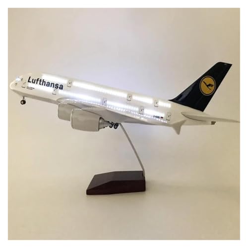 LIUSANG Modellflugzeuge 50,5 cm 1/160 for Flugzeug A380 Lufthansa Flugzeug Modell Airline Modell Maßstab Flugzeug Dekoration Büro Für Ausstellungszwecke geeignet(with Light) von LIUSANG