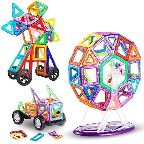 LIVEHITOP 116 PCS Magnetische Bausteine Set - Magnet Bauklötze Konstruktion Blöcke Teilen Pädagogische Spielzeug Geschenk Geburtstag Kindertag für Kinder ab 3 Jahre von LIVEHITOP