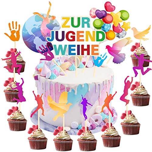 18 Stück Zur Jugend Weihe Torten Topper Zur Jugend Weihe Tortendeko Jugendweihe Deko Schild zur Jugendweihe geburtstag Endlich Erwachsen Tortendeko für Kuchen Fondant Dessertdeko von LIVESTN