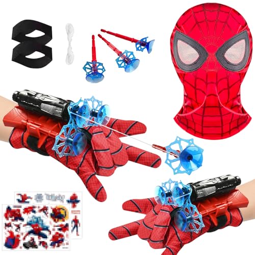 Launcher Handschuh, Spider Launcher Handschuh, Super Spider Launcher, Kids Spider Hero Handschuhe mit Maske und Aufkleber, Handgelenk Spielzeug Set, Cosplay Glove Launcher (A) von LIVESTN