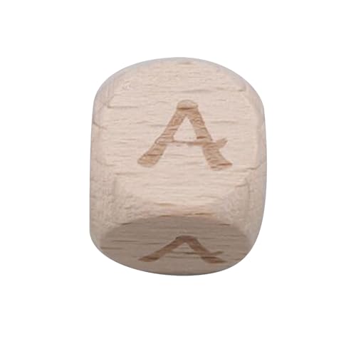 LIYJTK 0,47 Zoll Holzwürfel mit englischen Buchstaben, DIY, pädagogisch, personalisierbar, rollender Rohling, Standard-Spielset, Würfel für Kinder, drinnen und draußen, Hof, Basteln, von LIYJTK