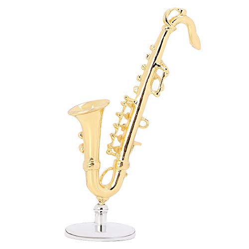 1:12 Puppenhaus Mini Legierung Saxophon Musikinstrument Dekoration Zubehör Kinder Spielzeug Dekorative Gold Musik Miniatur Replik mit Koffer von LIYJTK